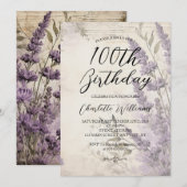 Lavendel Bloemen Vrouwen 100e Verjaardag Kaart (Voorkant / Achterkant)
