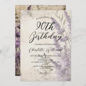 Lavendel Bloemen Vrouwen 90ste Verjaardag Kaart (Voorkant / Achterkant)