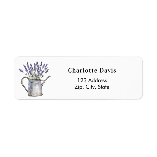 Lavendel bloemen water geven kan adres terug etiket (Voorkant)