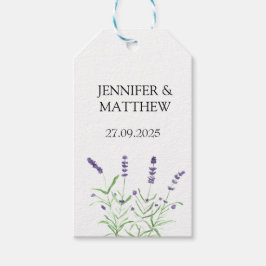 Lavendel Bloemen Waterverf Elegant Bruiloft Cadeaulabel