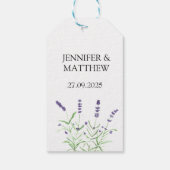 Lavendel Bloemen Waterverf Elegant Bruiloft Cadeaulabel (Achterkant)