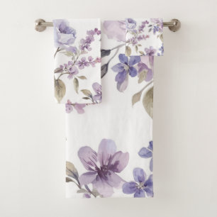 Lavendel Bloemen Waterverf Paars Botanisch Bad Handdoek