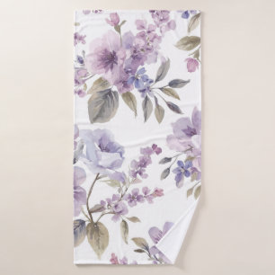 Lavendel Bloemen Waterverf Paars Botanisch Badhanddoek