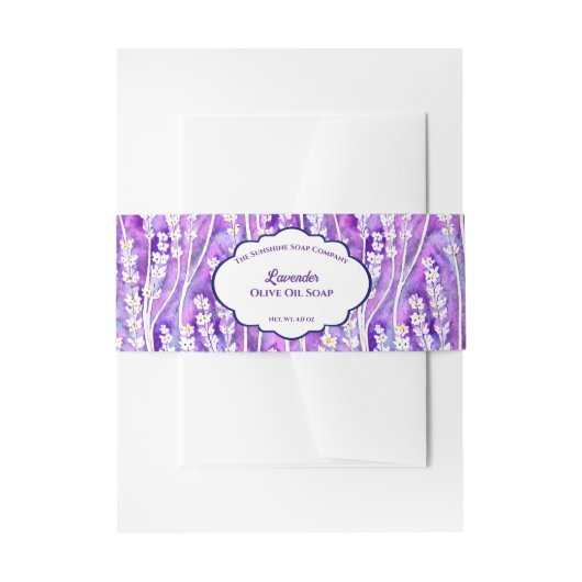 Lavendel Bloemen Waterverf Soap Belly Band Uitnodigingen Wikkel (Voorkant Voorbeeld)