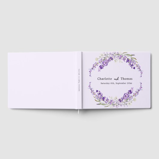 Lavendel bloemen waterverf violette bruiloft gastenboek (Volledig)