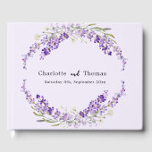 Lavendel bloemen waterverf violette bruiloft gastenboek (Voorkant)