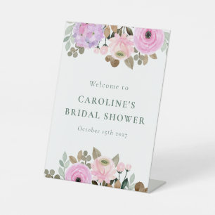 Lavendel Bloemen Waterverf Vrijgezellenfeest Welko Reclamebord Met Voetstuk