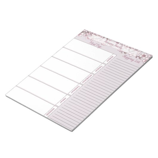 Lavendel Bloemen Wekelijkse Maaltijdplanner Pad Notitieblok (Schuin)