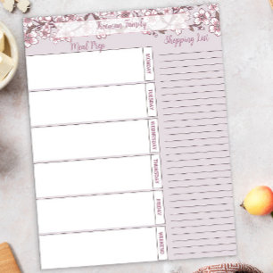 Lavendel Bloemen Wekelijkse Maaltijdplanner Pad Notitieblok