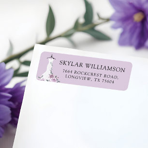 Lavendel Bloemen Witte Trouwjurk Bruidsbeurttijd Etiket