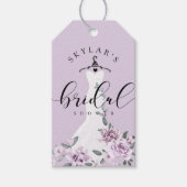 Lavendel Bloemen Witte Trouwjurk Bruidsmeisjesfees Cadeaulabel (Voorkant)