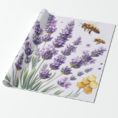 Lavendel Bloemenaquarel Inpakpapier (Uitgerold)
