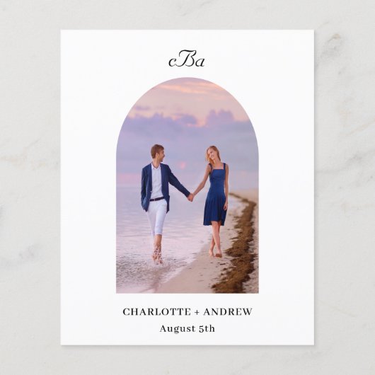 Lavendel bloemenboog foto monogram budget bruiloft (Achterkant)