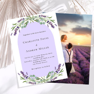 Lavendel bloemenboog foto violette luxe bruiloft kaart