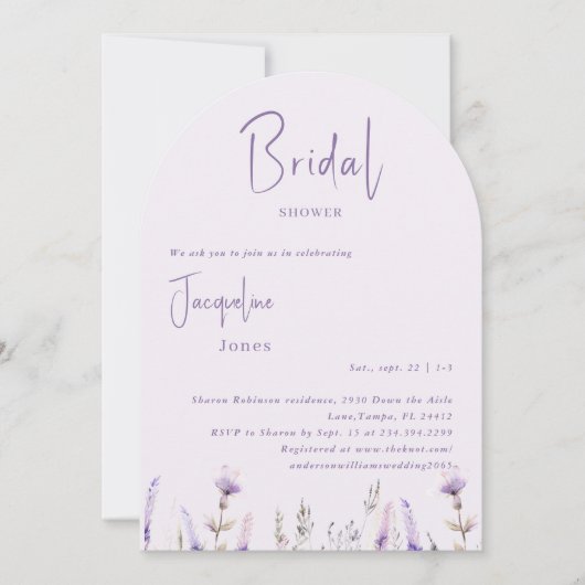 Lavendel Bloemenboogvormig Vrijgezellenfeest Kaart (Voorkant)