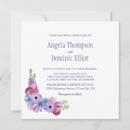 Lavendel bloemenbruiloft kaart (Voorkant)