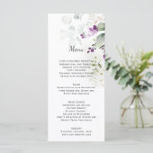 Lavendel Bloemenbruiloft Menu Groen Terug (Staand voorkant)