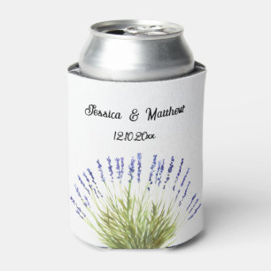 Lavendel bloemenbruiloft Natuur Unieke Waterverven Blikjeskoeler