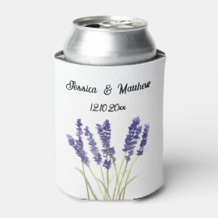 Lavendel bloemenbruiloft Natuur Unieke Waterverven Blikjeskoeler