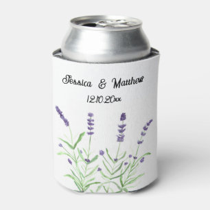 Lavendel bloemenbruiloft Natuur Unieke Waterverven Blikjeskoeler