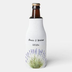 Lavendel bloemenbruiloft Natuur Unieke Waterverven Flesjeskoeler