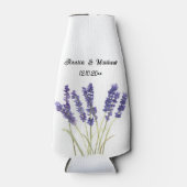 Lavendel bloemenbruiloft Natuur Unieke Waterverven Flesjeskoeler (Voorkant)