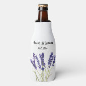 Lavendel bloemenbruiloft Natuur Unieke Waterverven Flesjeskoeler (Fles Voorkant)