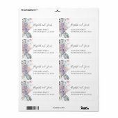 Lavendel bloemenbruiloft. Paarse bloemen adres Etiket (Full Sheet)
