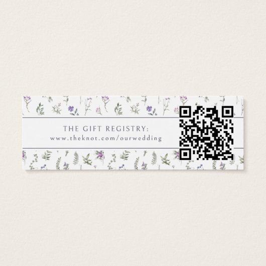 Lavendel bloemenbruiloft QR register insert card Mini Visitekaartjes (Achterkant)