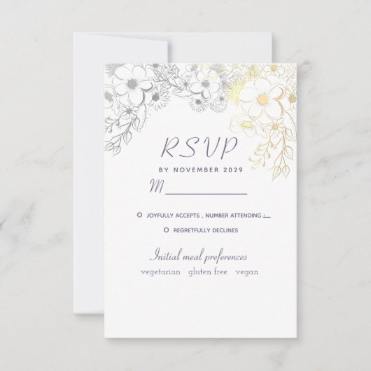Lavendel bloemenbruiloft RSVP kaartje (Voorkant)