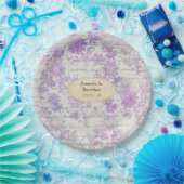 Lavendel Bloemendamask Bruiloft Papieren Bordje (Feest)