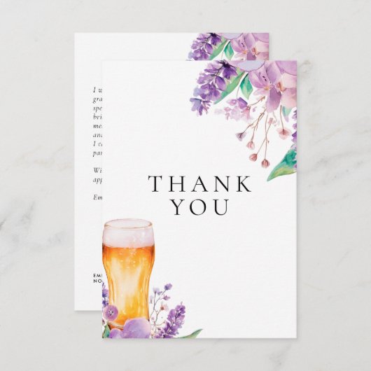 Lavendel Bloemendierbier Bruiloft Feest Bedankkaart (Voorkant / Achterkant)