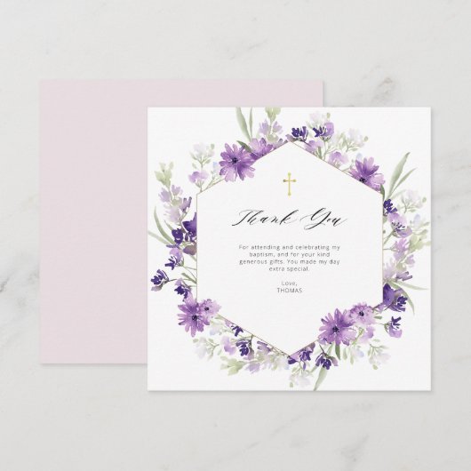 Lavendel bloemendoop bedankje kaart (Voorkant / Achterkant)