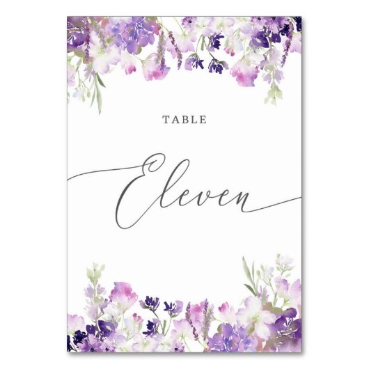 Lavendel bloemenelf tafel nummer kaart (Voorkant)