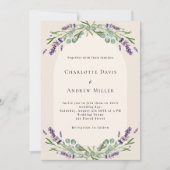 Lavendel bloemeneucalyptus groen beige bruiloft kaart (Voorkant)