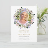 Lavendel Bloemenfoto Begrafenis Orde van Service Programmakaart (Staand voorkant)