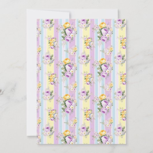 Lavendel bloemengestreept Baby shower Kaart (Achterkant)