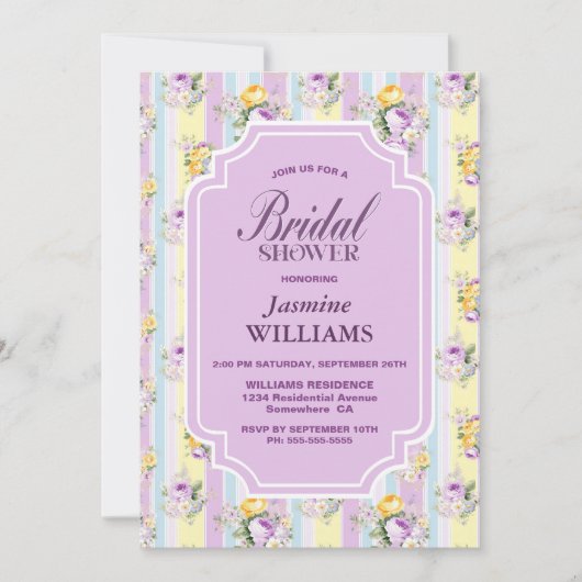 Lavendel bloemengestreept Vrijgezellenfeest Kaart (Voorkant)