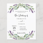 Lavendel bloemengroen budget bruiloft uitnodiging (Voorkant)