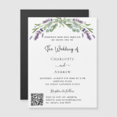 Lavendel bloemengroen QR details RSVP bruiloft Magnetische Uitnodiging (Voorkant / Achterkant)