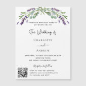 Lavendel bloemengroen QR details RSVP bruiloft Magnetische Uitnodiging (Voorkant)