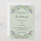 Lavendel bloemengroen salie groen QR bruiloft Kaart (Voorkant)