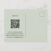 Lavendel bloemengroen salie groen QR bruiloft Uitnodiging Briefkaart (Achterkant)