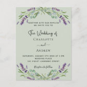 Lavendel bloemengroen salie groen QR bruiloft Uitnodiging Briefkaart (Voorkant)