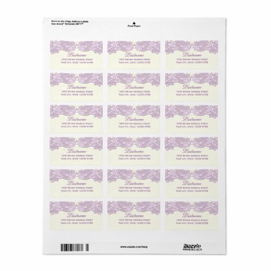 Lavendel bloemenkant  ontwerp etiket (Full Sheet)