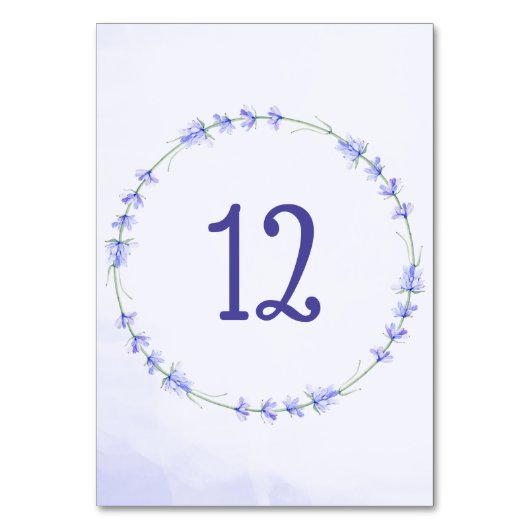 Lavendel Bloemenkrans Aquarel Tafelnummer (Achterkant)