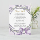 Lavendel Bloemenkrans Frans Goud Eetmenu Kaart (Staand voorkant)