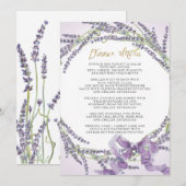 Lavendel Bloemenkrans Franse Gouden Eetmenu Kaart (Voorkant / Achterkant)