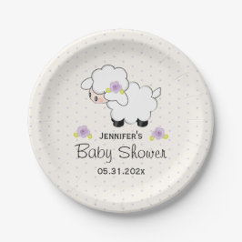Lavendel bloemenlam Baby shower Papieren Bordje