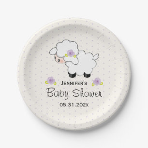 Lavendel bloemenlam Baby shower Papieren Bordje